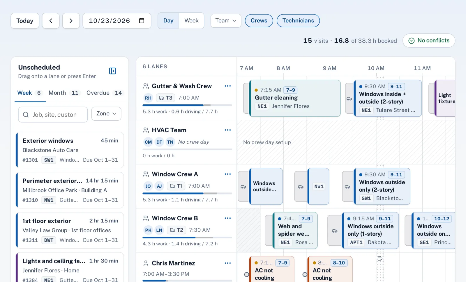 Scheduling Seconds Example Field service software for service companies